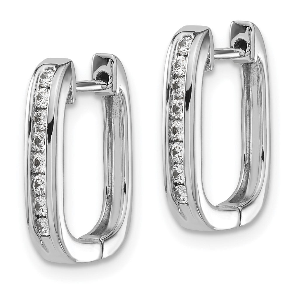 14k White Gold Diamond Complete Hinged Hoop Earrings