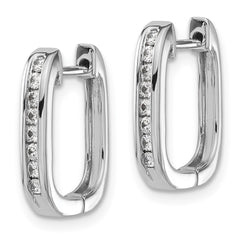 14k White Gold Diamond Complete Hinged Hoop Earrings