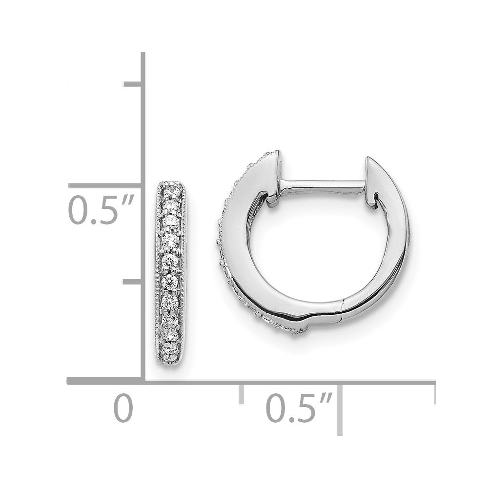 14k White Gold Diamond Hinged Hoop Earrings - 4