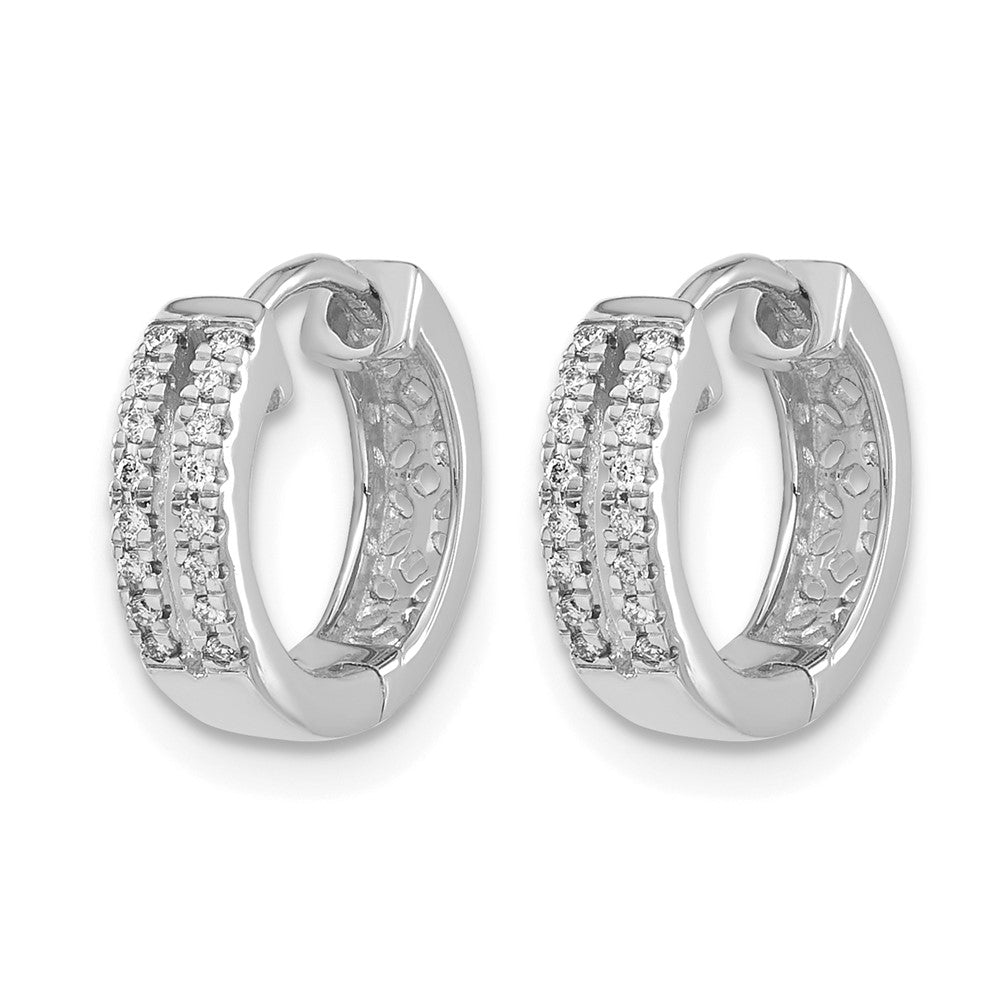 14k White Gold Diamond Hinged Round Hoop Earrings
