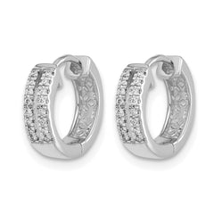 14k White Gold Diamond Hinged Round Hoop Earrings