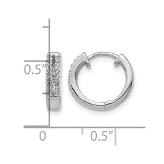 14k White Gold Diamond Hinged Round Hoop Earrings