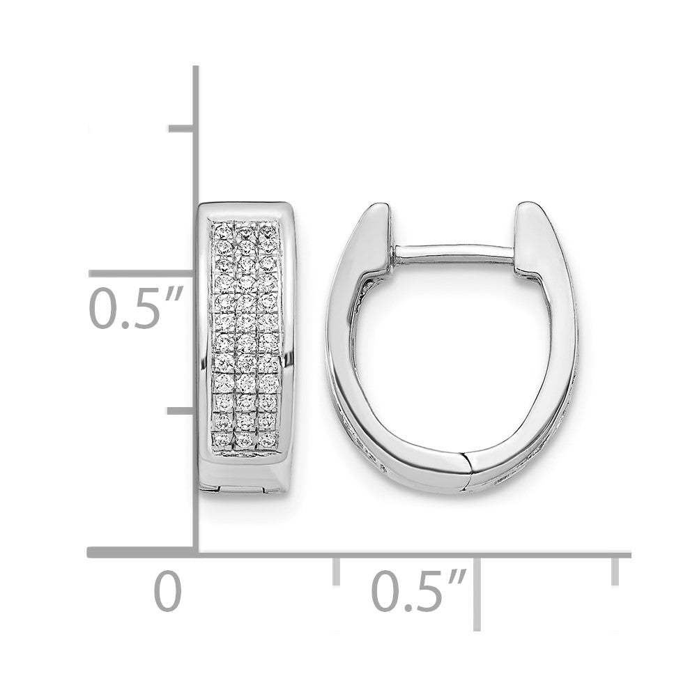14k White Gold Diamond Small Hinged Oval Hoop Earrings