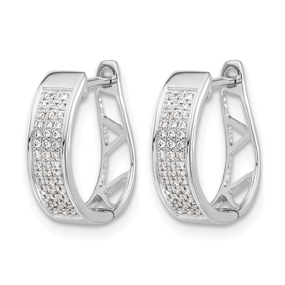 14k White Gold Diamond Hinged Oval Hoop Earrings