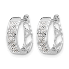 14k White Gold Diamond Hinged Oval Hoop Earrings