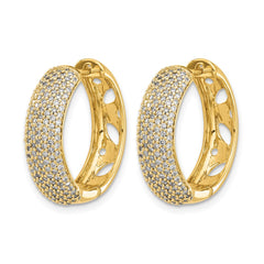 14k Diamond Hinged Hoop Earrings - 10