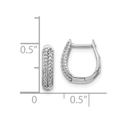 14k White Gold Polished Diamond Hinged Hoop Earrings - 4