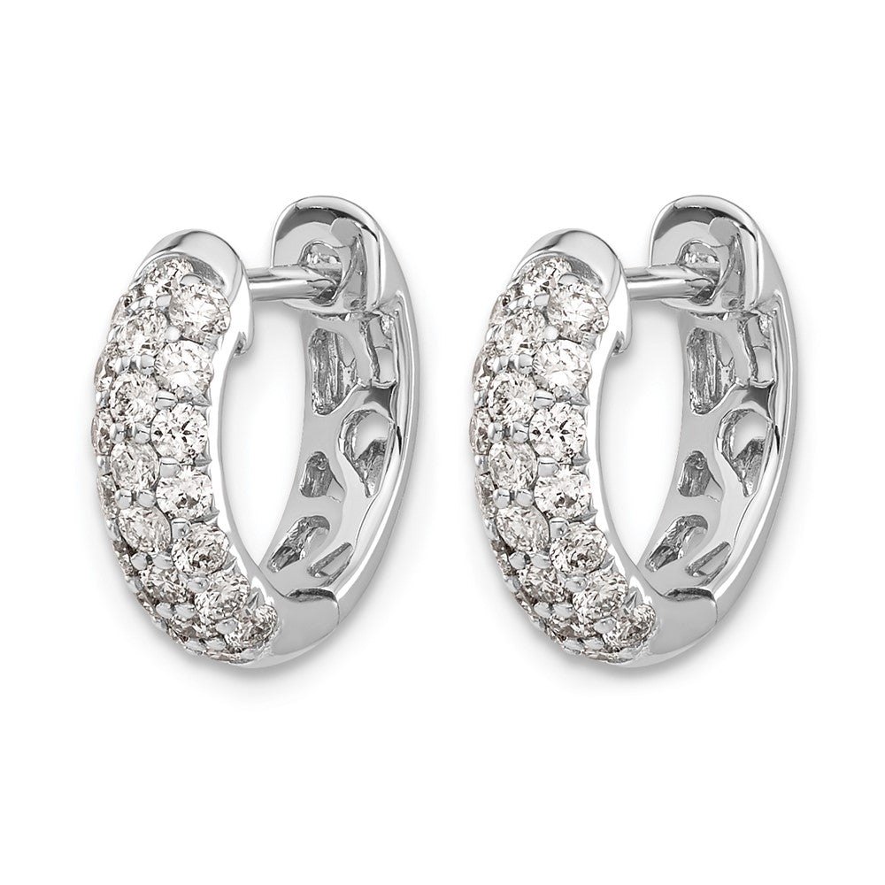 14k White Gold Diamond Hinged Hoop Earrings - 57