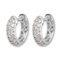14k White Gold Diamond Hinged Hoop Earrings - 57
