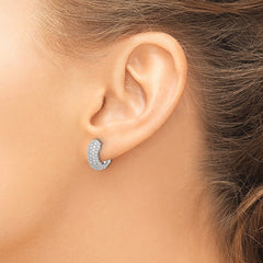 14k White Gold Diamond Hinged Hoop Earrings - 27