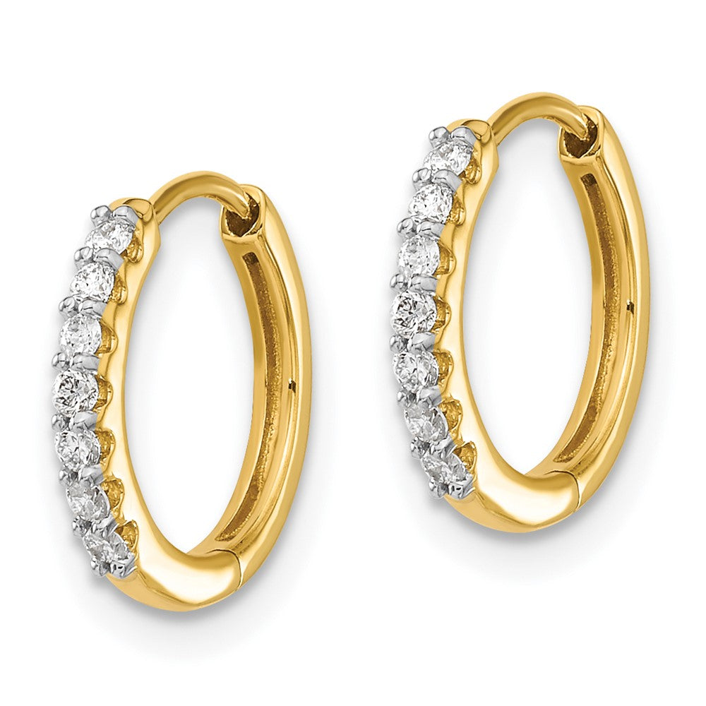 14k Diamond Hinged Hoop Earrings - 2