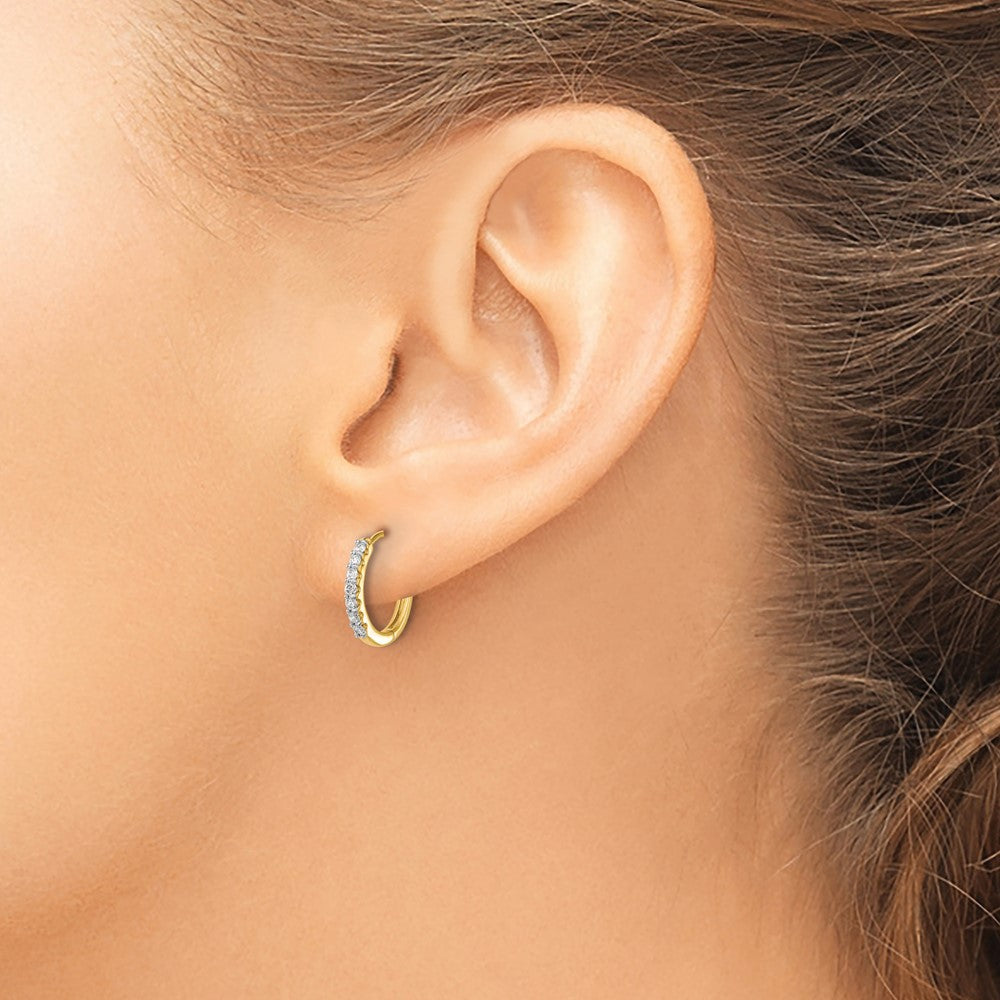 14k Diamond Hinged Hoop Earrings - 2