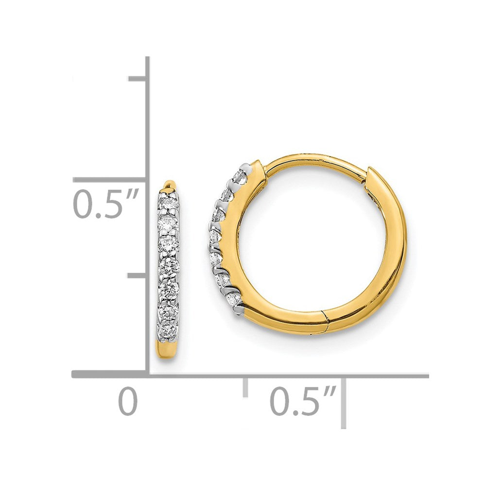 14k Diamond Hinged Hoop Earrings - 2