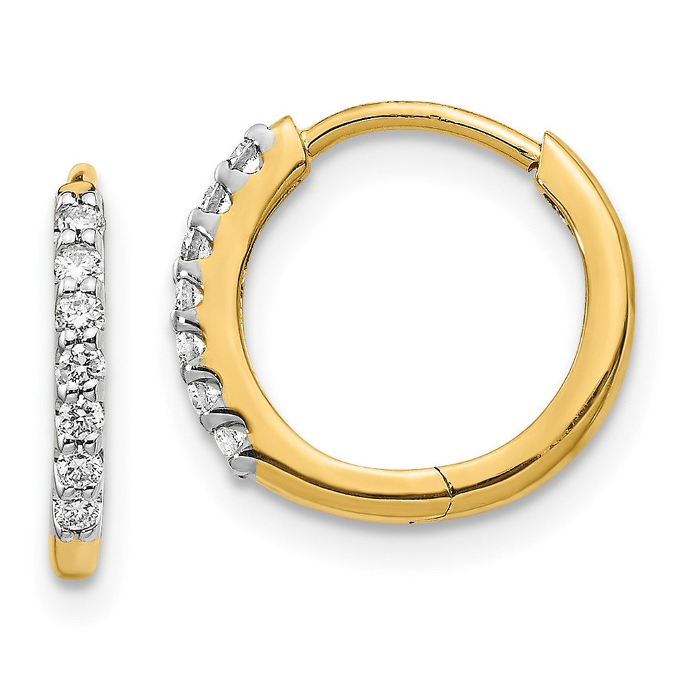 14k Diamond Hinged Hoop Earrings - 2