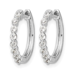 14k White Gold Diamond Hinged Hoop Earrings - 49