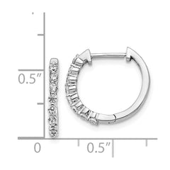 14k White Gold Diamond Hinged Hoop Earrings - 49