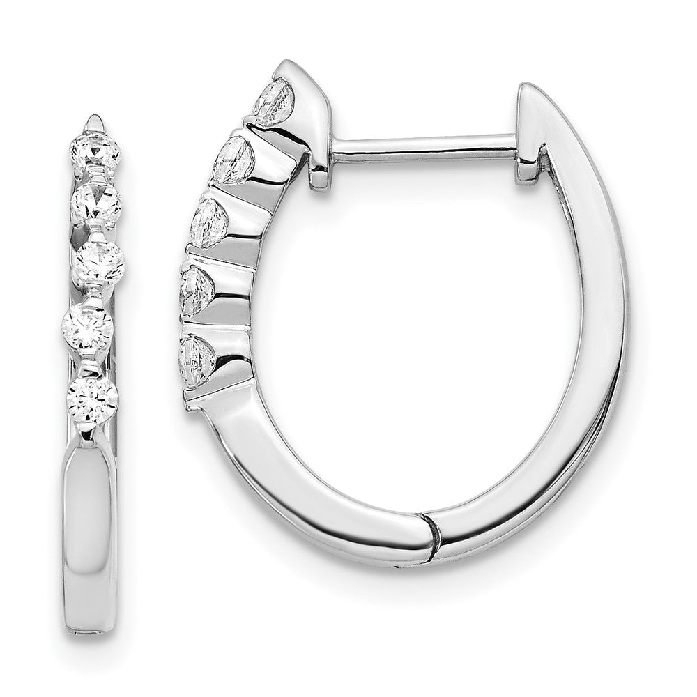 14k White Gold Diamond Hinged Hoop Earrings - 30