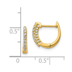 14k Gold Polished Diamond Hinged Hoop Earrings - 2