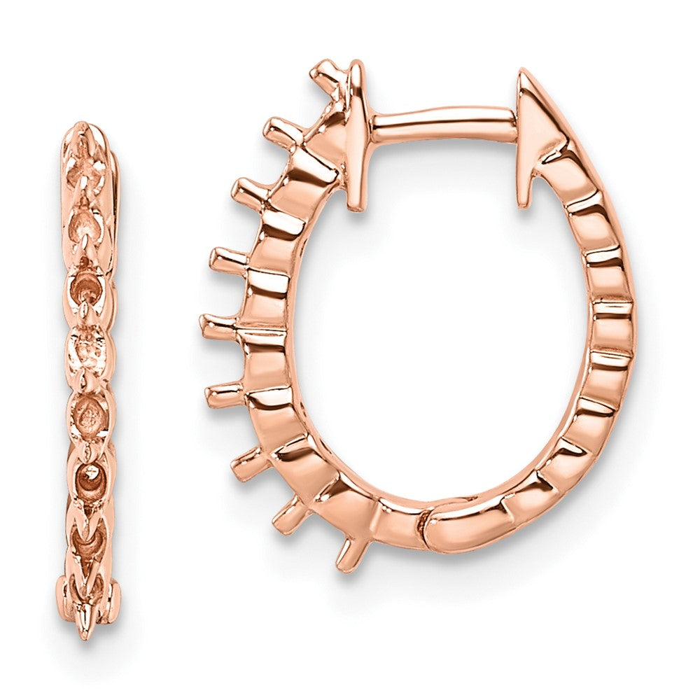 14k Rose Oval Hinged Hoop Earring Mountings - 2