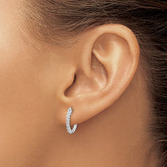 14k White Gold AA Diamond Hinged Hoop Earrings - 7