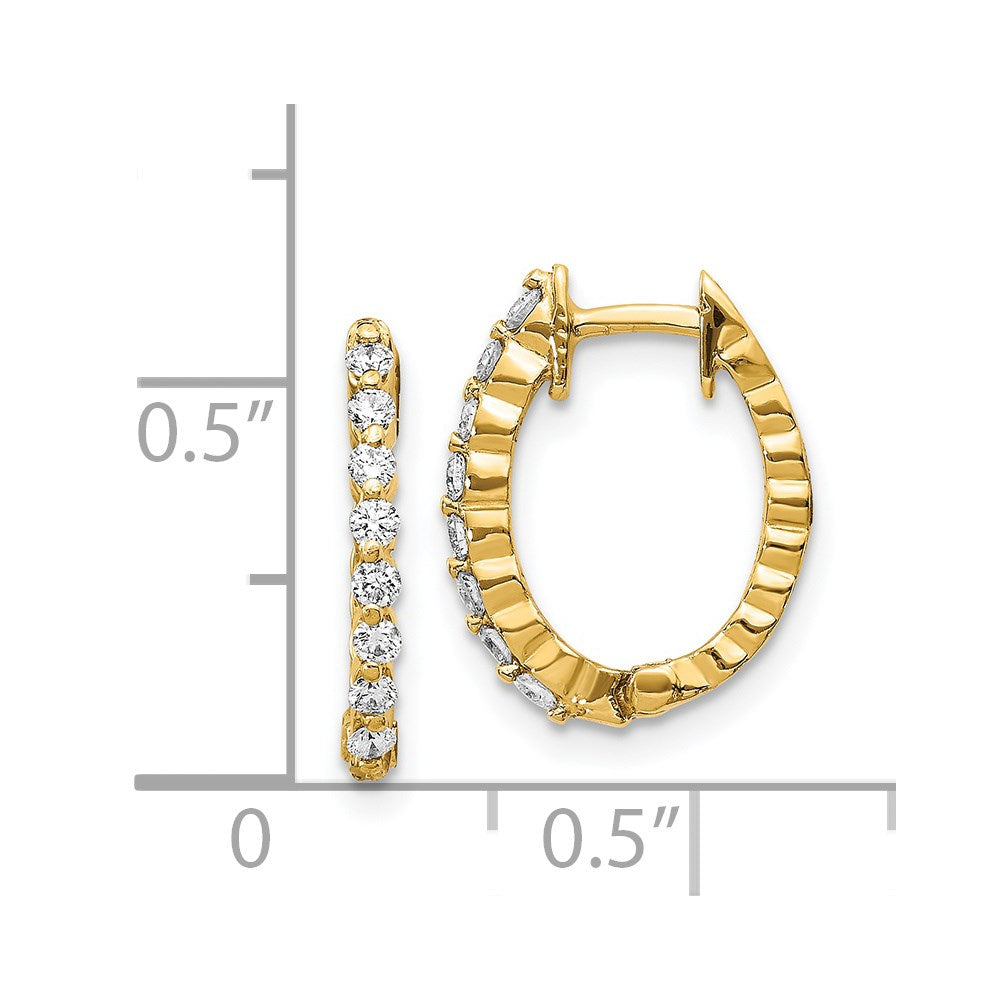 14k AA Diamond Hinged Hoop Earrings