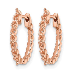 14k Rose Oval Hinged Hoop Earring Mountings