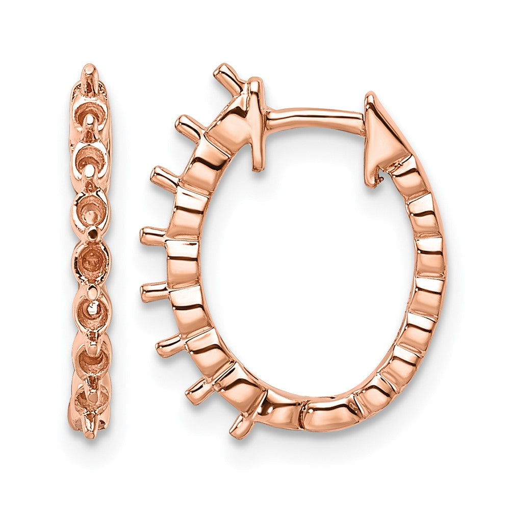 14k Rose Oval Hinged Hoop Earring Mountings