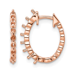 14k Rose Oval Hinged Hoop Earring Mountings