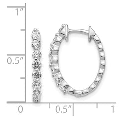 14k White Gold AA Diamond Hinged Hoop Earrings - 2