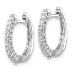 14k White Gold Diamond Hinged Hoop Earrings - 6
