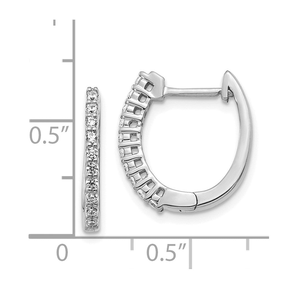 14k White Gold Diamond Hinged Hoop Earrings - 6