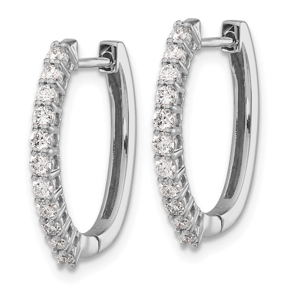 14k White Gold Diamond Hinged Hoop Earrings - 42