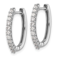 14k White Gold Diamond Hinged Hoop Earrings - 42
