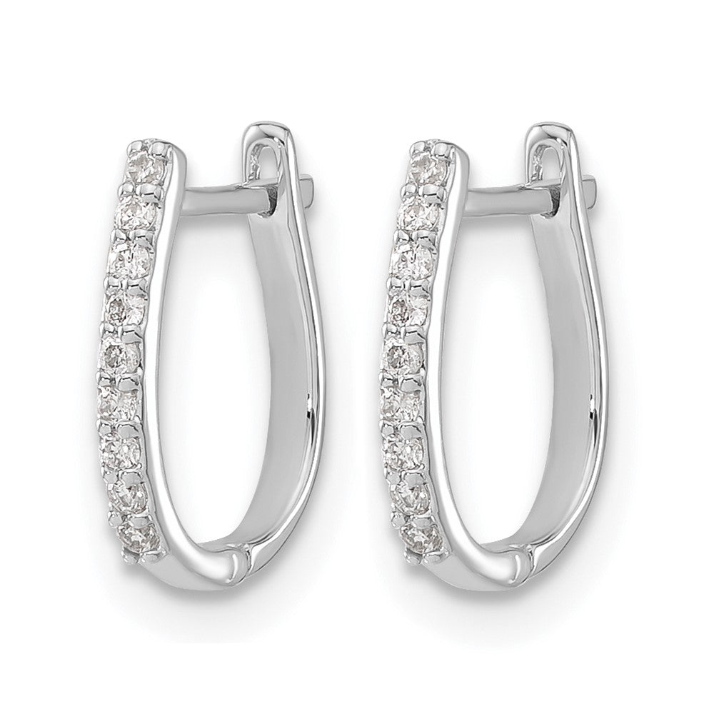14k White Gold Diamond Hinged Hoop Earrings - 15