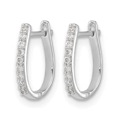 14k White Gold Diamond Hinged Hoop Earrings - 15