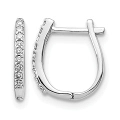 14k White Gold Diamond Hinged Hoop Earrings - 15