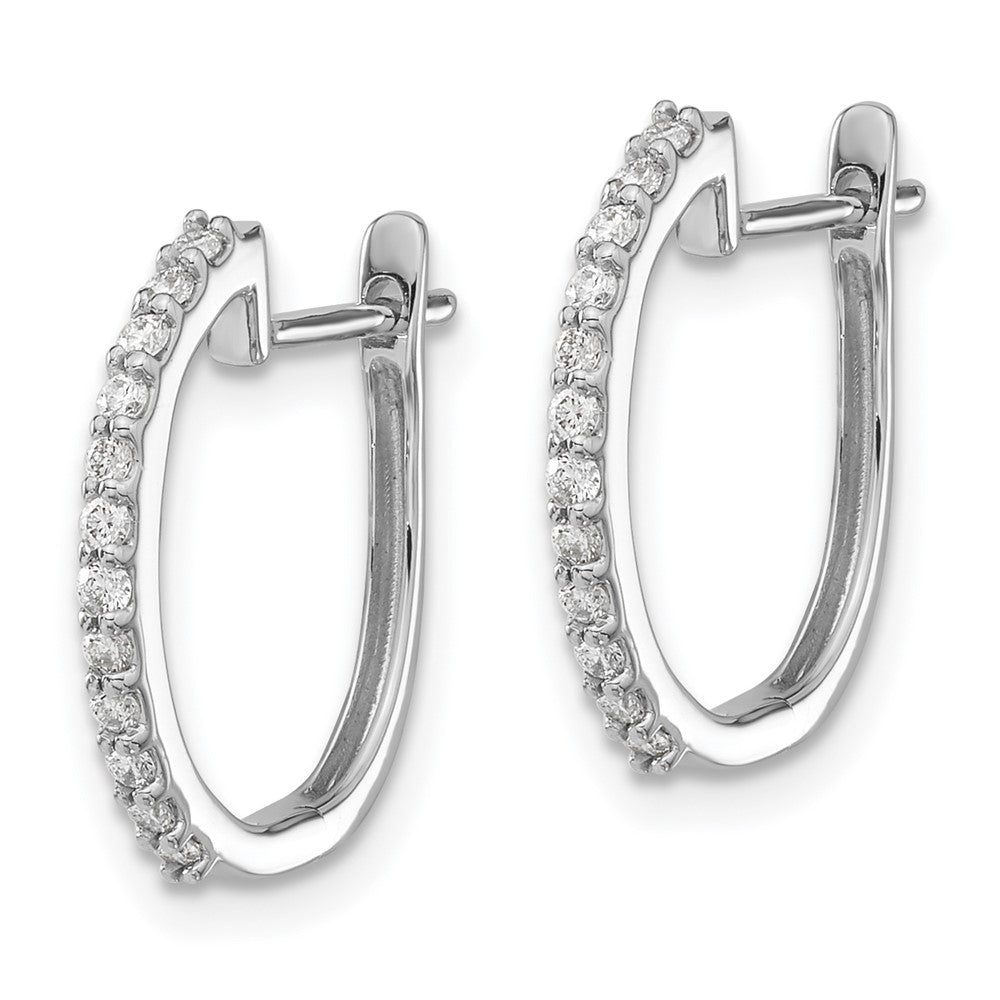 14k White Gold Diamond 1.3mm Hinged Hoop Earrings