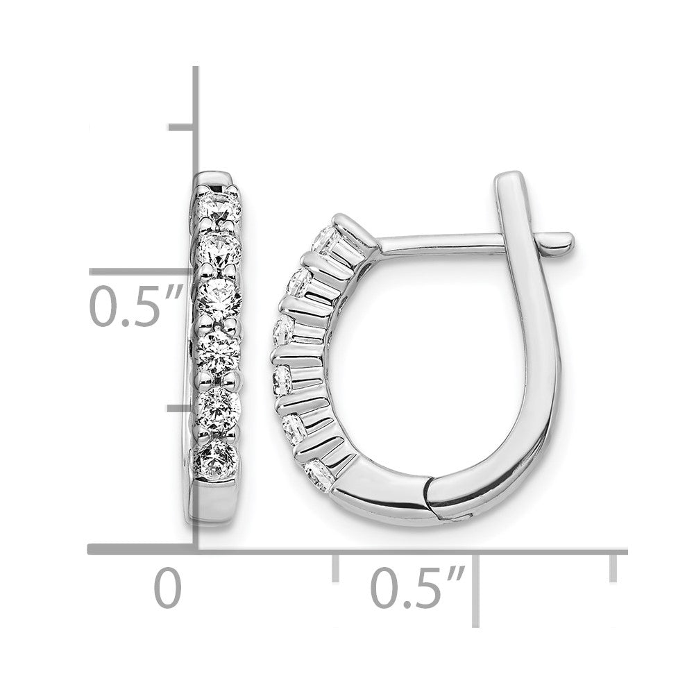 14k White Gold Diamond Hinged Hoop Earrings - 18