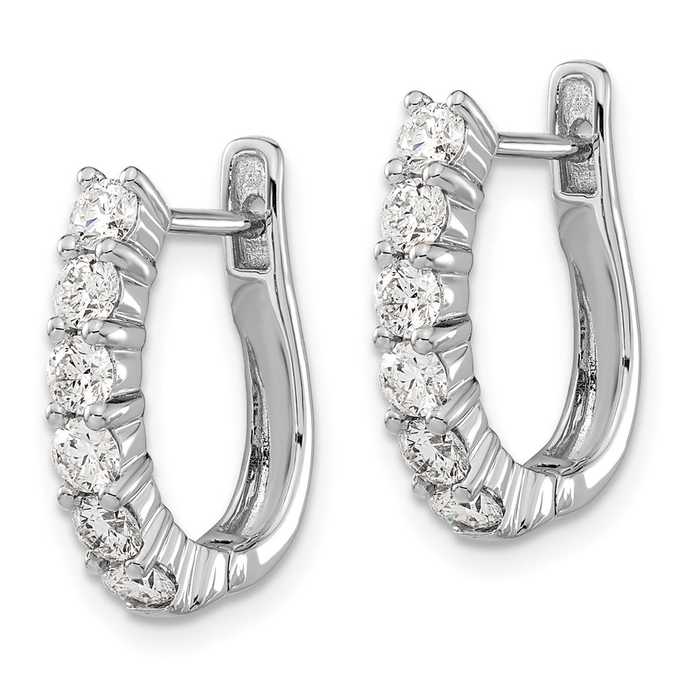 14k White Gold Diamond Hinged Hoop Earrings - 7