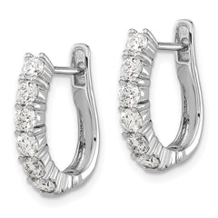 14k White Gold Diamond Hinged Hoop Earrings - 7