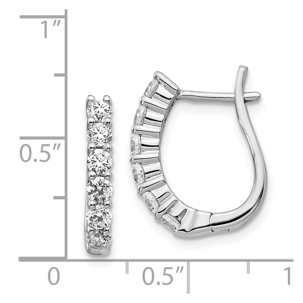 14k White Gold Diamond Hinged Hoop Earrings - 7