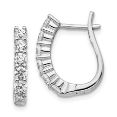 14k White Gold Diamond Hinged Hoop Earrings - 7