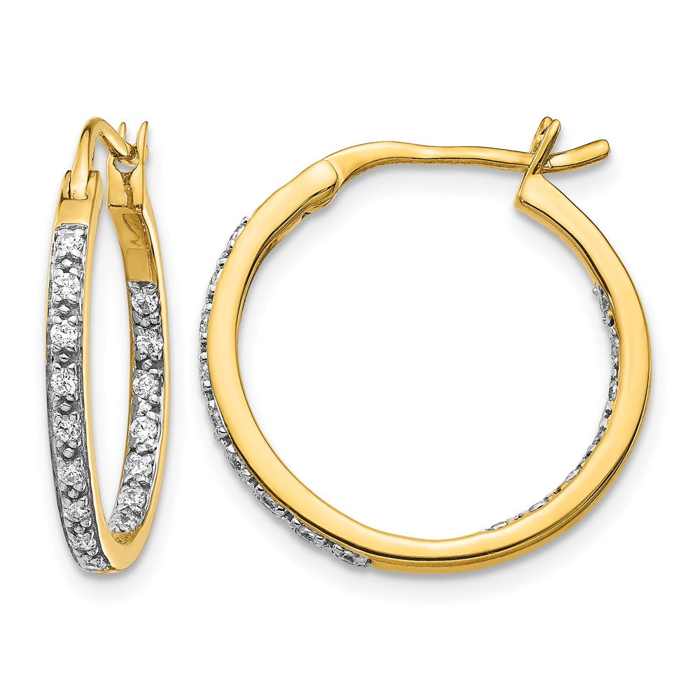 14k Diamond In/Out Hoop Earrings - 4