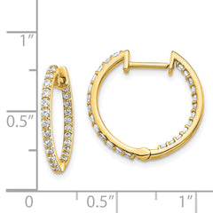 14k Diamond In/Out Hinged Hoop Earrings - 2