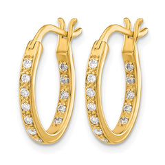 14k Diamond In/Out Hoop Earrings - 7
