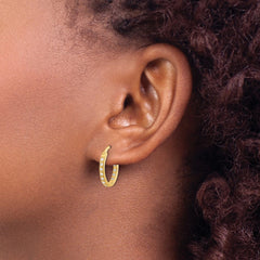 14k Diamond In/Out Hoop Earrings - 7