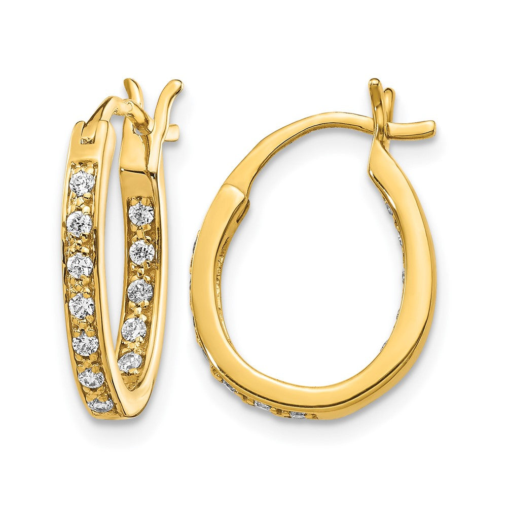 14k Diamond In/Out Hoop Earrings - 7