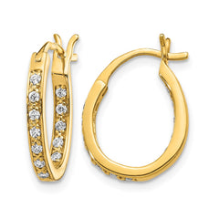 14k Diamond In/Out Hoop Earrings - 7
