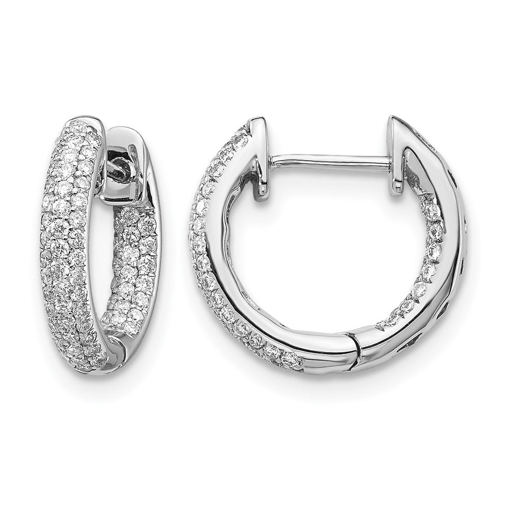 14k White Gold Diamond Hinged Hoop Earrings - 56