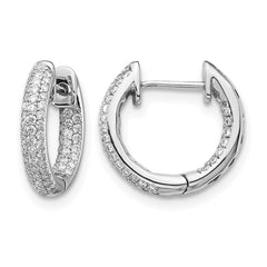 14k White Gold Diamond Hinged Hoop Earrings - 56